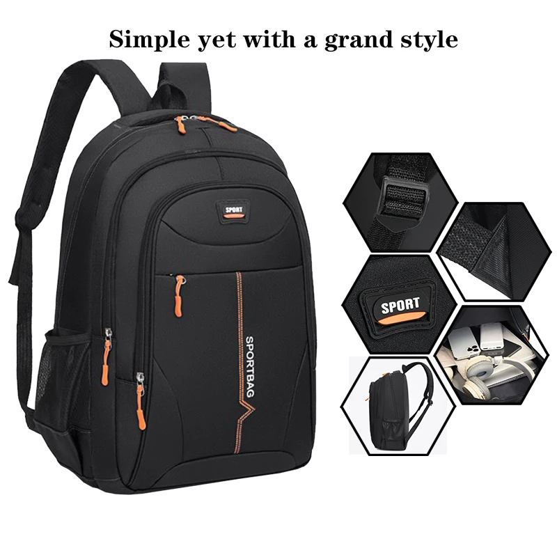 

Men's double-shoulder bag with multiple compartments, suitable for school and travel, made of nylon material