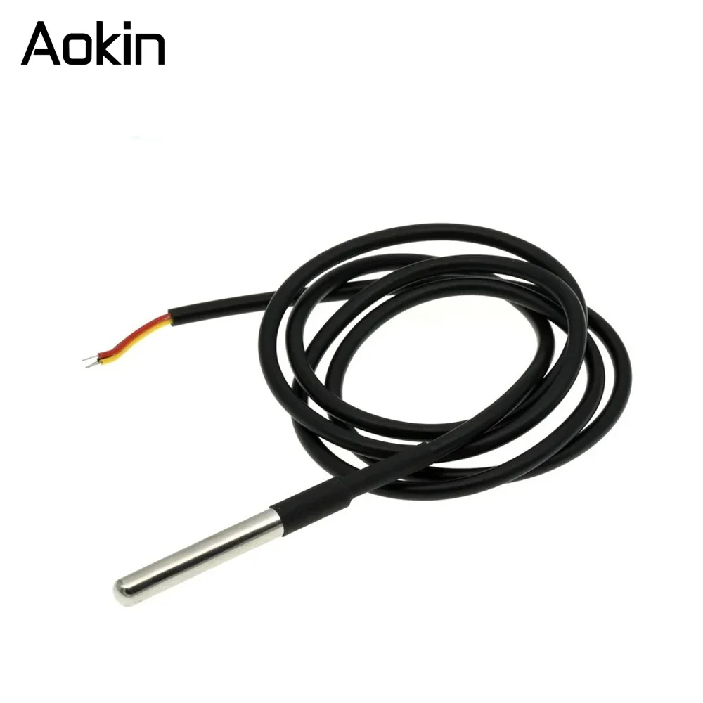 1PCS DS18B20 Waterproof Thread Temperature Probe Temperature Sensor Stainless Steel Package 1/2/3Meter For Arduino