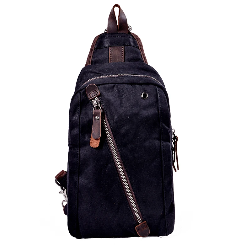 Waxed Canvas Chest Bag European Style Men Sling Bag Vintage Waterproof Small Knapsack For men