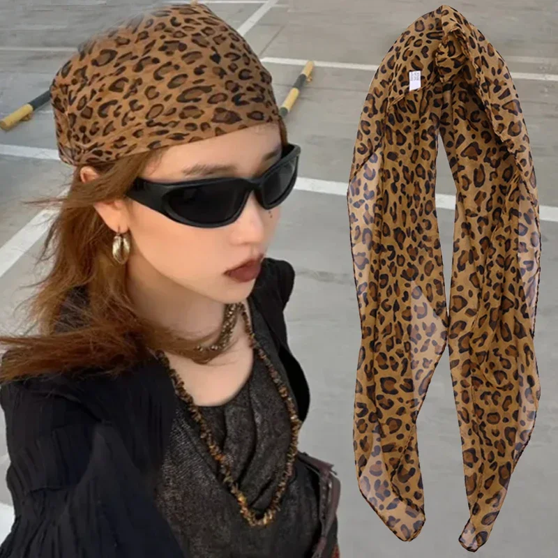 Retro Leopard Headscarf Women Girl Y2K High Quality Comfortable Fashion Headscarf Warm Versatile Party Scarf Exquisite Accessory