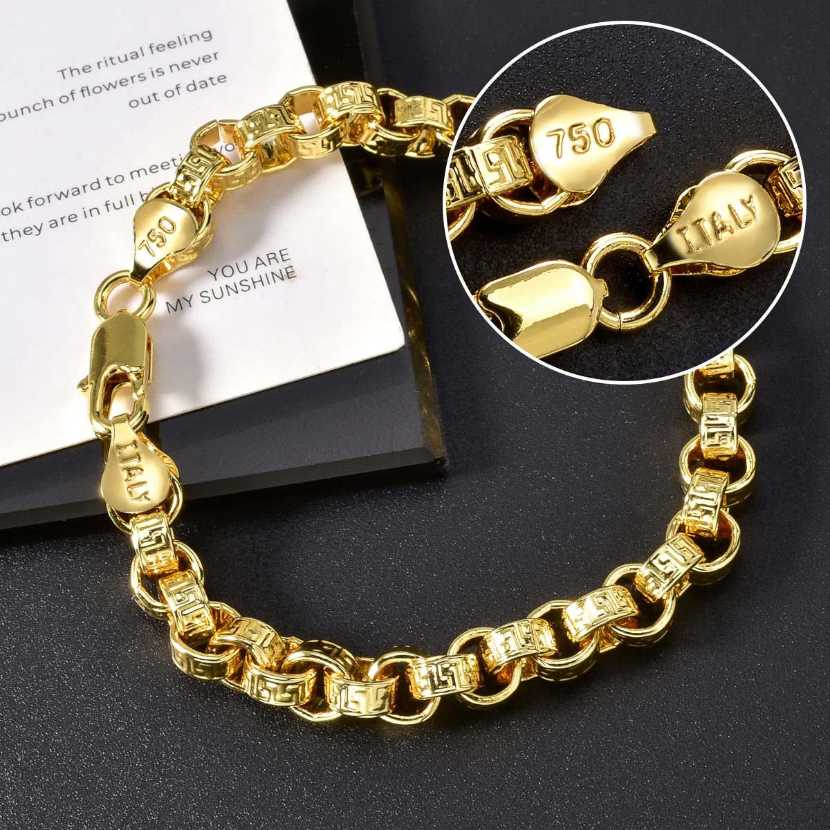 

18k Gold Plated Italy 750 Bracelet Copper Braided Shaped Bracelet Hip-Hop Daily Men Women Jewelry Accessories For Friends Gifts