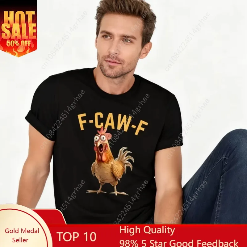 

F Caw F Chicken Shirt Funny Rooster Meme Sweatshirt Bird Lovers Farm Animal TShirt Humor Men Casual Daily Life Printed Tee Tops