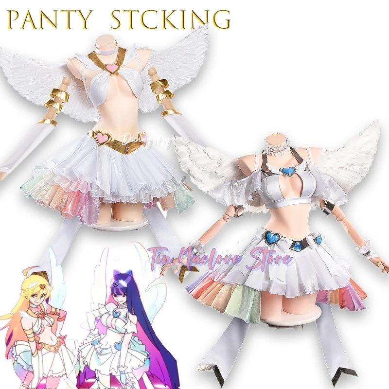 Panty Stocing liguero nuevo Ángel transformación Cosplay レ mujeres Sexy uniforme de estudiante Jk Mini falda traje Disfraz Mujer