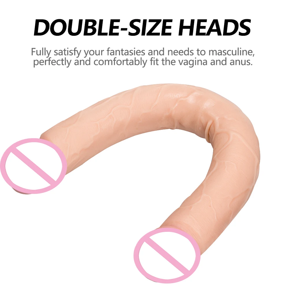 Double Head Dildo Long Realistic Penis Double Ended Phallus Flexible Big Penis for Women Masturbator for Men Sex Toy for Lesbian