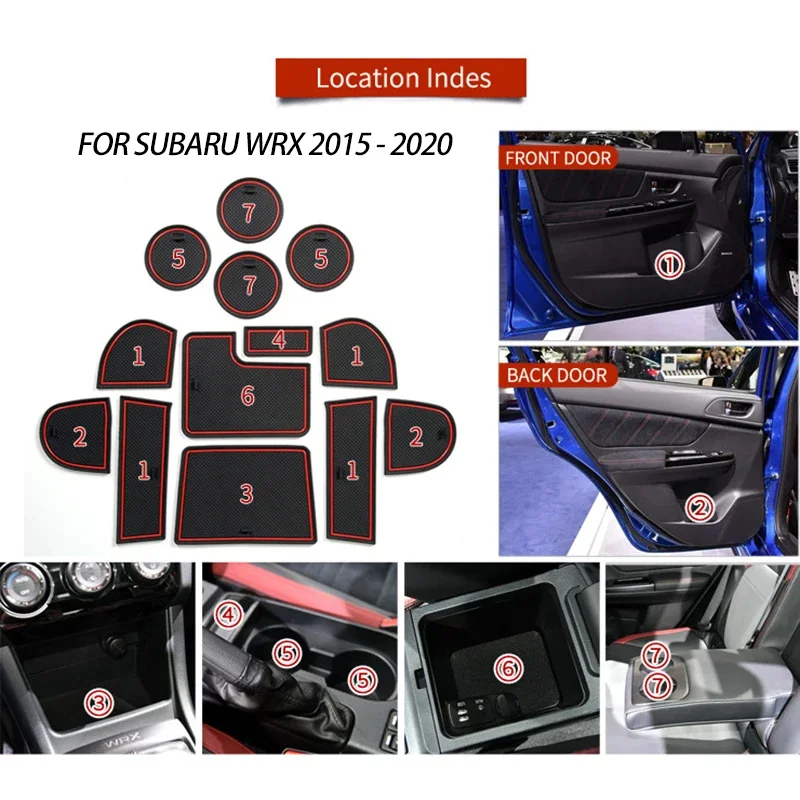 Anti-Slip Car Gate Slot Mat For Subaru WRX 2015 - 2020 Non-Slip Door Groove Pad Rubber Coaster Auto Interior Accessories