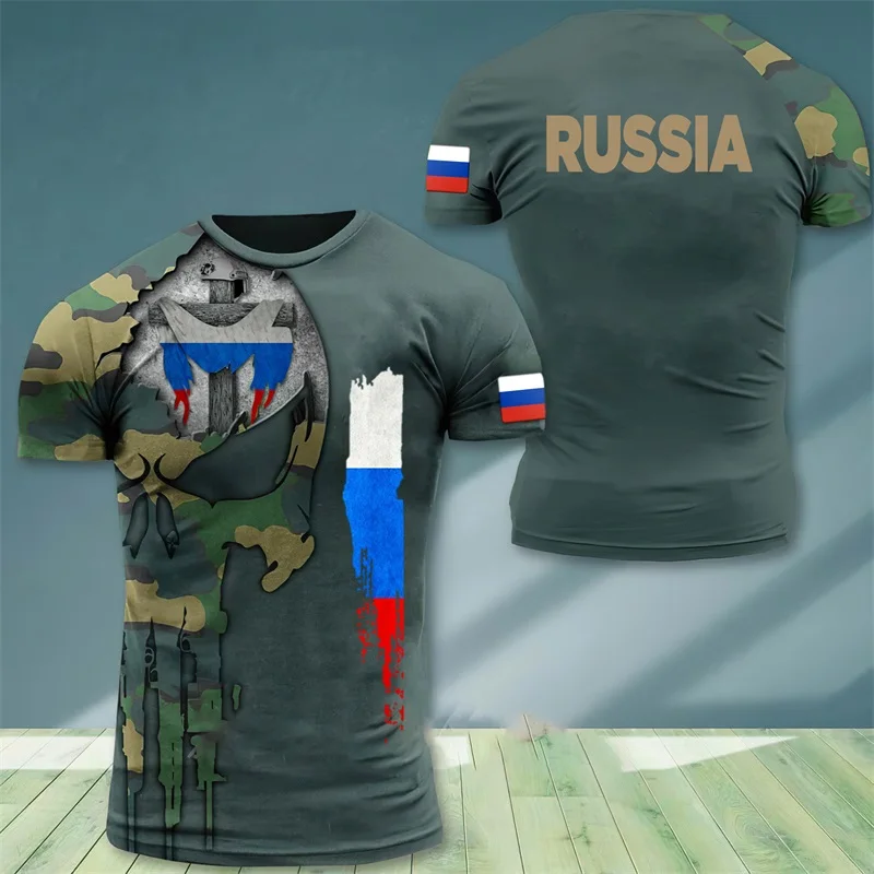 Russia Forest Camouflage T Shirt Men Clothing Jungle Commando T-shirts 3D Print Short Sleeve Tee Shirts Breathable Tops Clothing