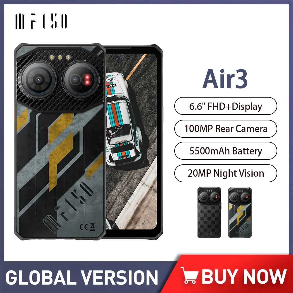 Прочный смартфон IIIF150 Air3, Android 14 Helio G96, 6,6 дюйма, 12 ГБ + 512 ГБ, 100 МП, 5500 мАч, 30 Вт, быстрая зарядка, 20 МП, мобильный телефон ночного видения