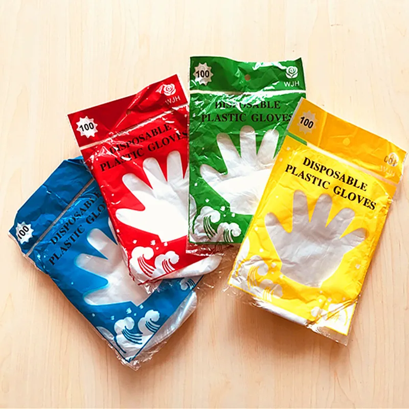 

One Bag New Disposable Transparent PE Gloves Food Grade Sanitary Gloves One Colorful Bag With 90-100 PCS S1414