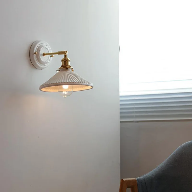 

Japanese Style Ceramic Wall Lamp Bedroom Headboard Nordic Homestay Living room Background Wall Home Decor Wall Light 110v 220v