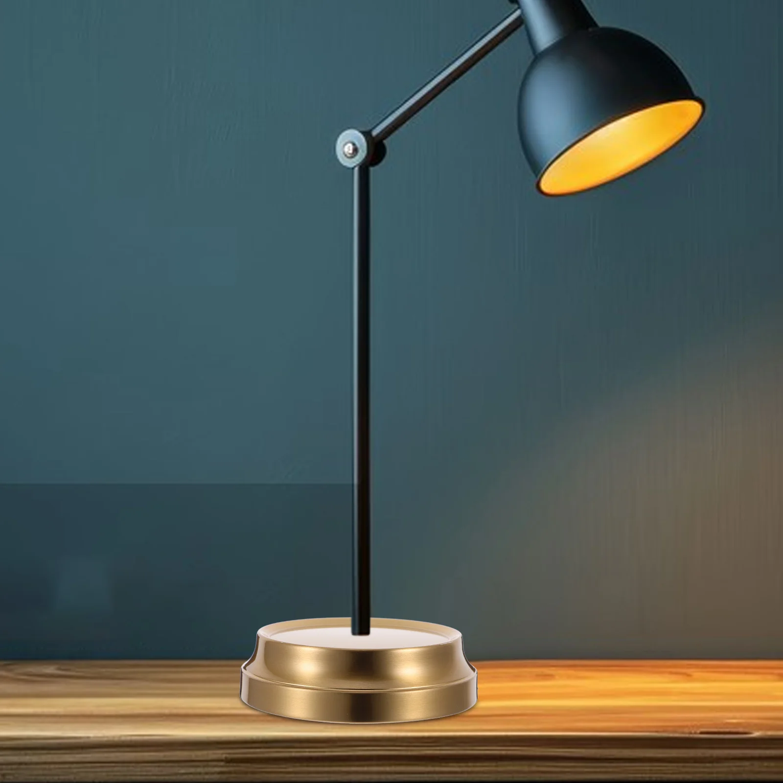 

Copper Plated Desk Lamp Base Heavy Duty Iron Round Tabletop Lamp Holder Diy Replacement Accessory For Led Bulbs