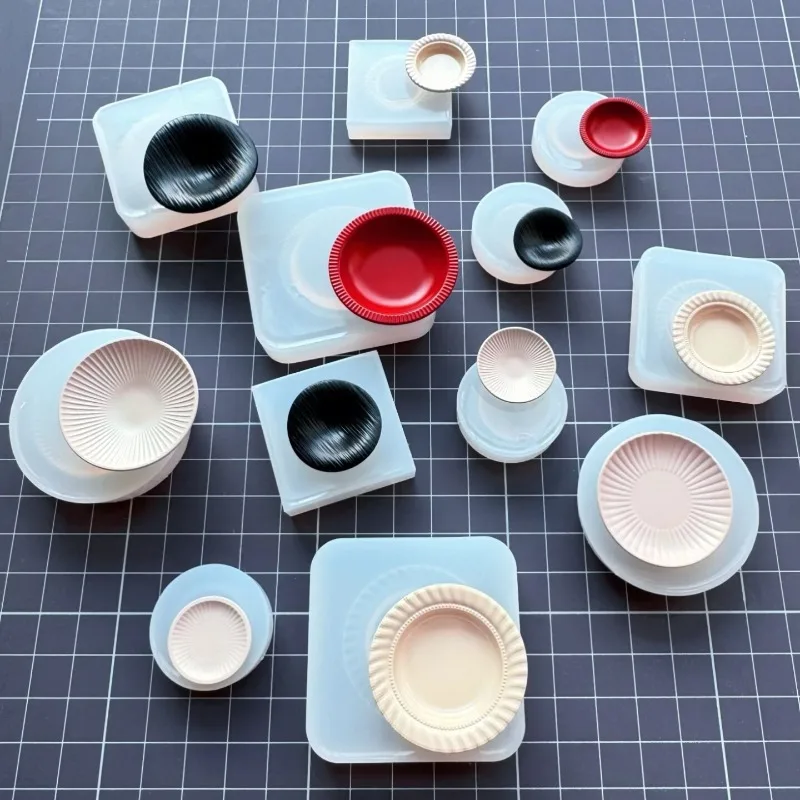 خفيفة للغاية الطين دمية أدوات المائدة الصغيرة/أطباق فاكهه/طبق قالب من السيليكون الأشعة فوق البنفسجية الغراء لتقوم بها بنفسك دمية ديكورات منزلية قالب لوحة لعب الطعام الصغيرة #3