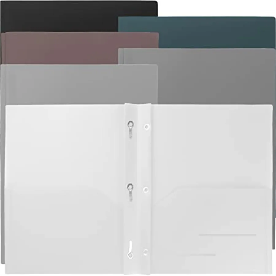 

6 Pack Heavy Duty Plastic Two Pocket Folders with 3 Prongs Metal Prongs Fastener Heavy Duty Plastic 2 Pocket Folder in 6 Urban