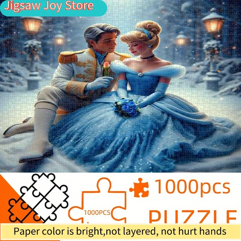 Puzzle papierowe 1000 elementów, układanka DIY (Kopciuszek i Książę, romantyczna scena, zimowa bajka), puzzle dla dorosłych, odpowiednie do...