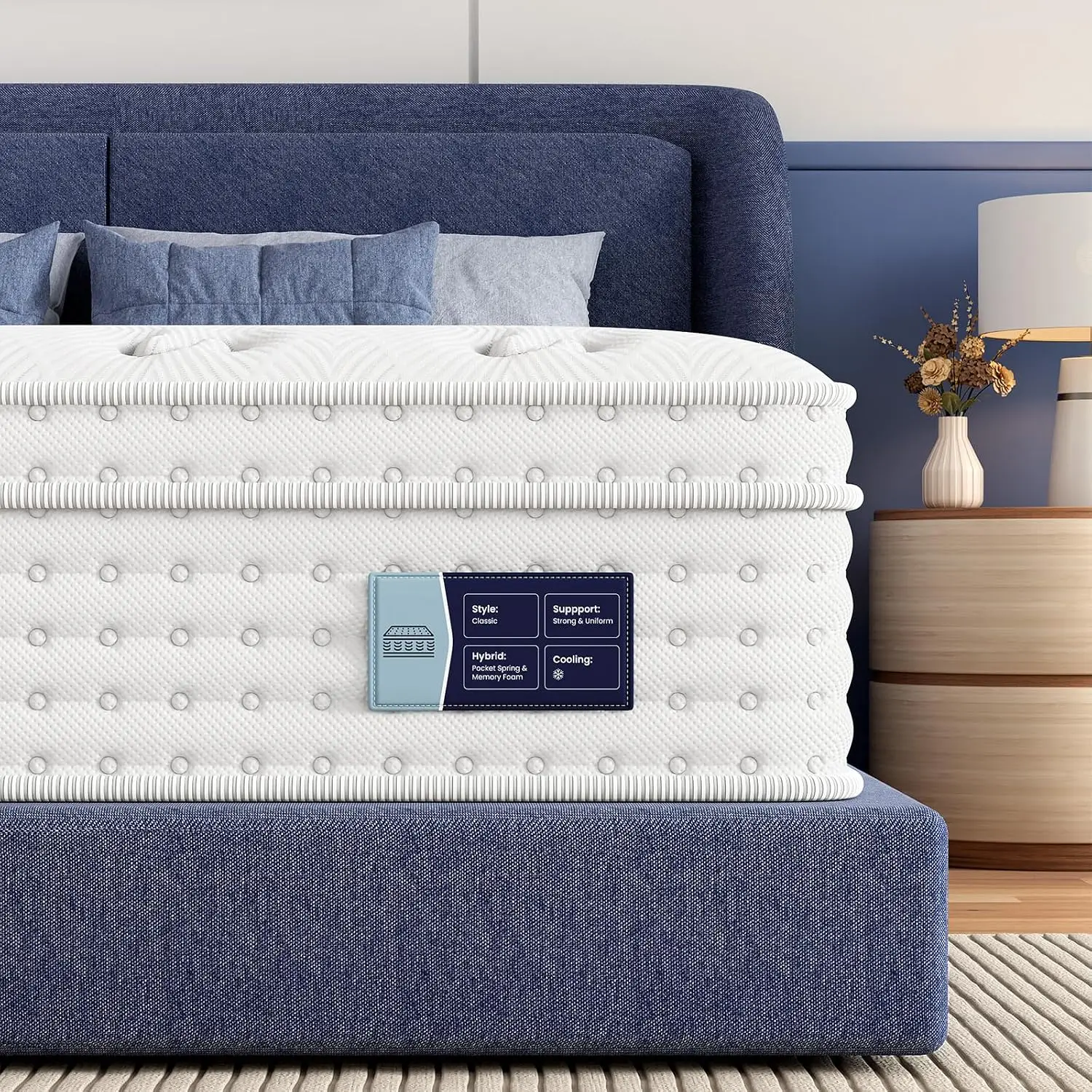 Supportive Pressure Relief, Premium Pocket Spring Mattress, Fiberglass-Free & Odor-Free, Restful Deep Sleep
