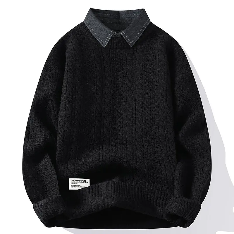 Two Fake Items Sweater, Outdoor, Fishing, Fashionable, for Men, Trendy, Cycling, Versatile, for Sport, Travel, Knitted Sweater