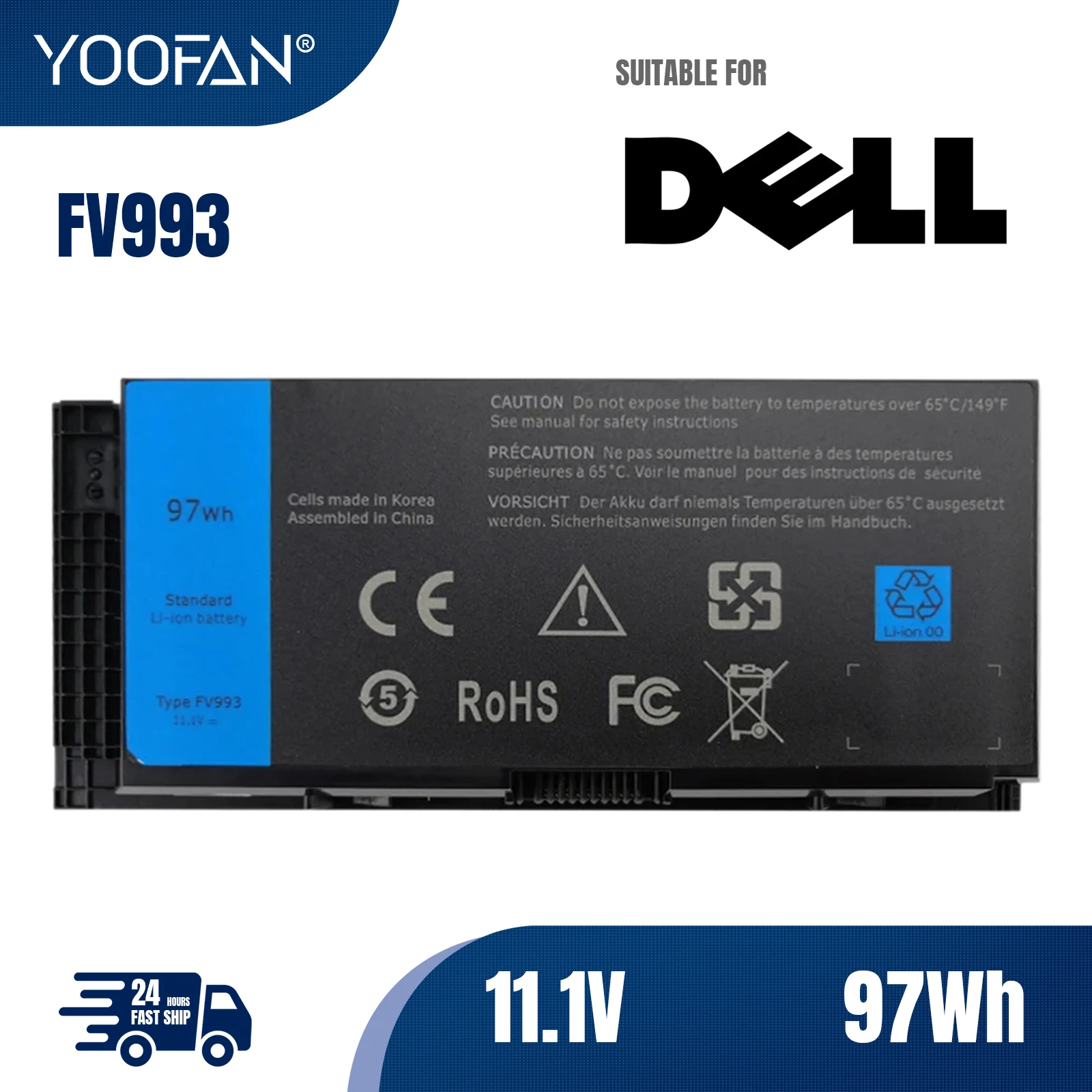 YOOFAN-Dell دقة M6600 M6700 M6800 M4800 M4600 M4700 سلسلة FJ4W T3NT1 N71FM PG6RC R7PND 3DJH7 ، FV993 بطارية كمبيوتر محمول