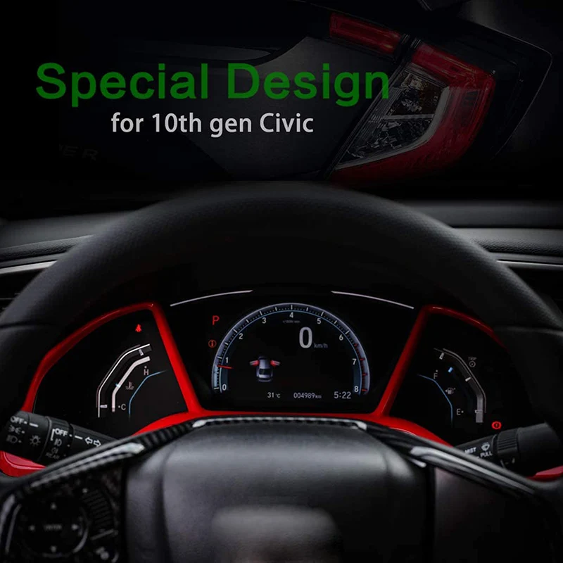1x Instrument Panel Frame Cover Decoration Fit for Honda Civic 10th Gen 2016-2021 Dashboard Frame Cover Trim view 5