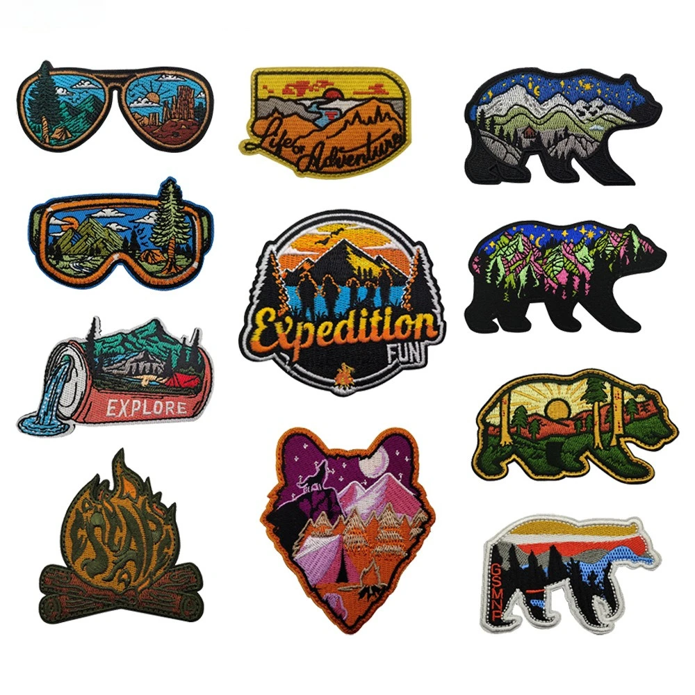 

Tactical Hook Ang Loop Polar Bear Landscape Embroidery Patch Applique DIY Backpack Sticker Sewing Craft Decor Repair Accessories