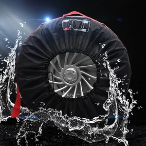 Araba yedek lastik kılıfı Kılıfı Polyester Oto Tekerlek Lastikleri Saklama Torbaları ve Aksesuarları Araç Lastiğinden, Koruyucu, Toz Geçirmez, Styling 4 Adet Tekerlekli araba için en iyi 10 satış kapağı - №9