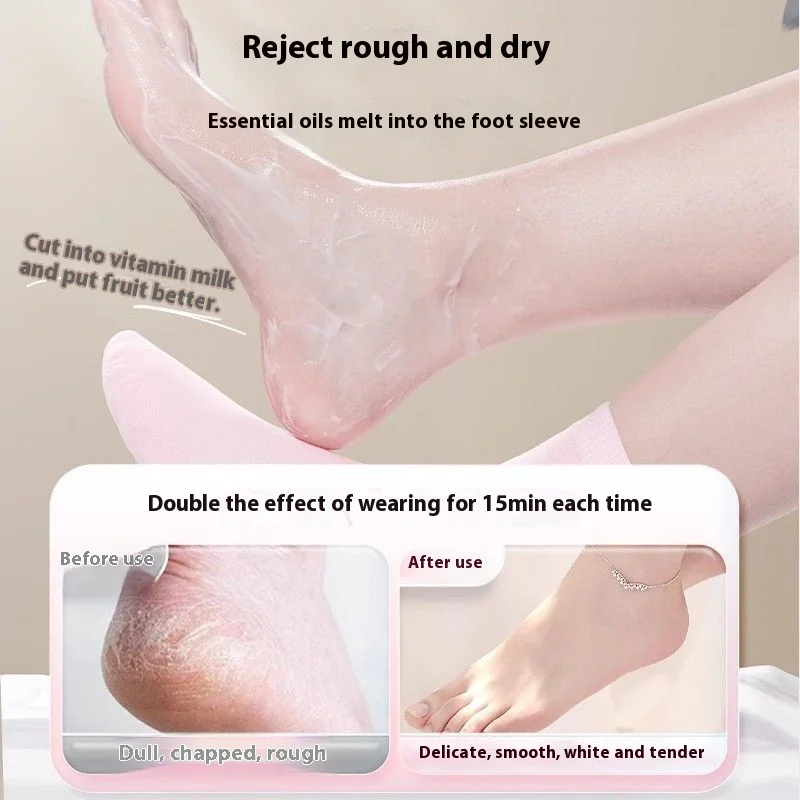 เจลฟิล์มเท้าถุงเท้าฟิล์มมือชุด Exfoliating Dead Skin Anti-heel แห้ง Cracked ซิลิโคนเท้า Protector Whiten Moisturizing Cover