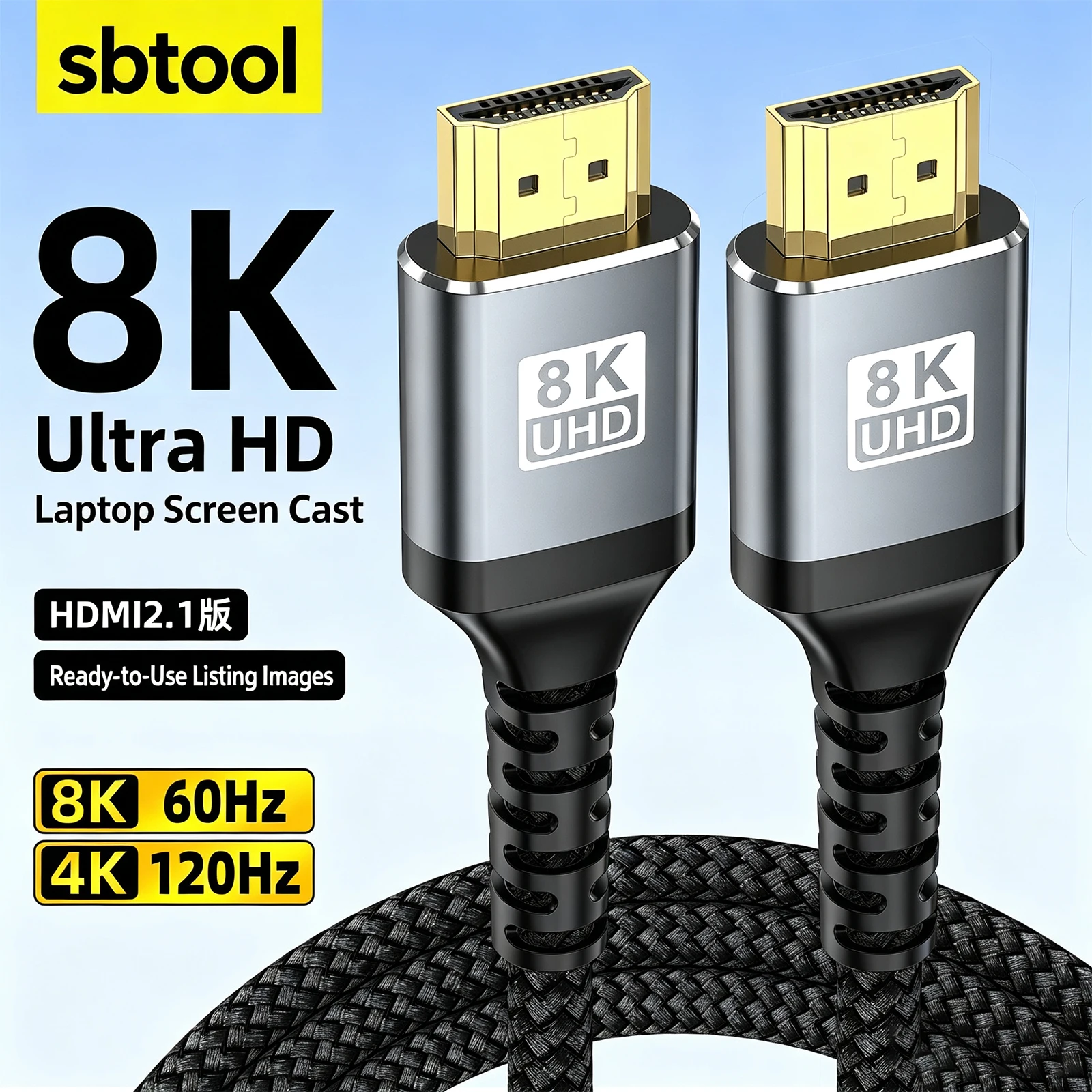 HDMI 2.1 Cable 48Gbps High Speed HDMI-Compatible Video Cord Support 8K@60Hz 4K@120Hz eARC HDR for PS5 RTX3080 PC Laptop TV Box