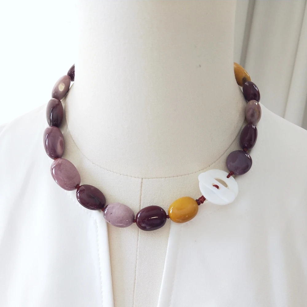 Lii Ji Stone Necklace Mookaite Women's Jewelry Gift Elegant Fashionable Gemstone Accessories for Ladies