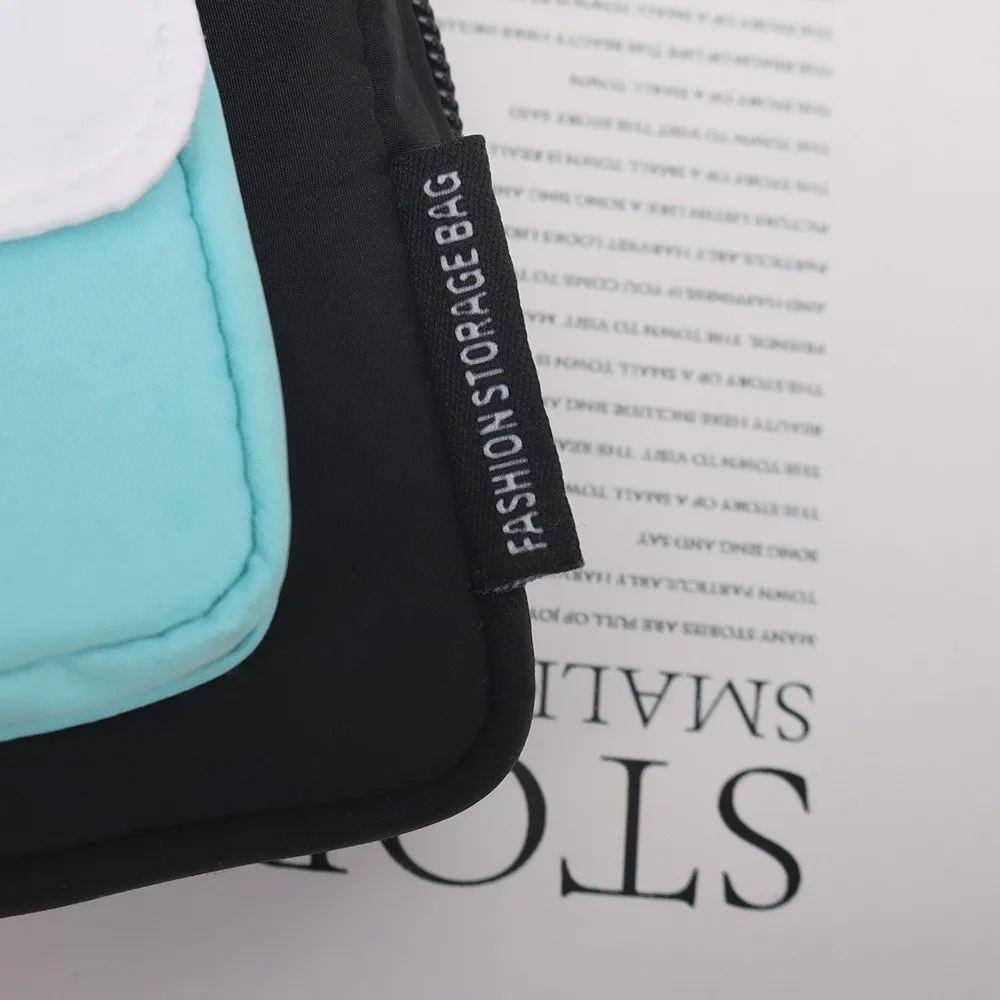 Fashion Contrast Color Canvas Coin Purse Multifuctional Square Earphone Bag Lightweight Zipper Mini Storage Bag Students