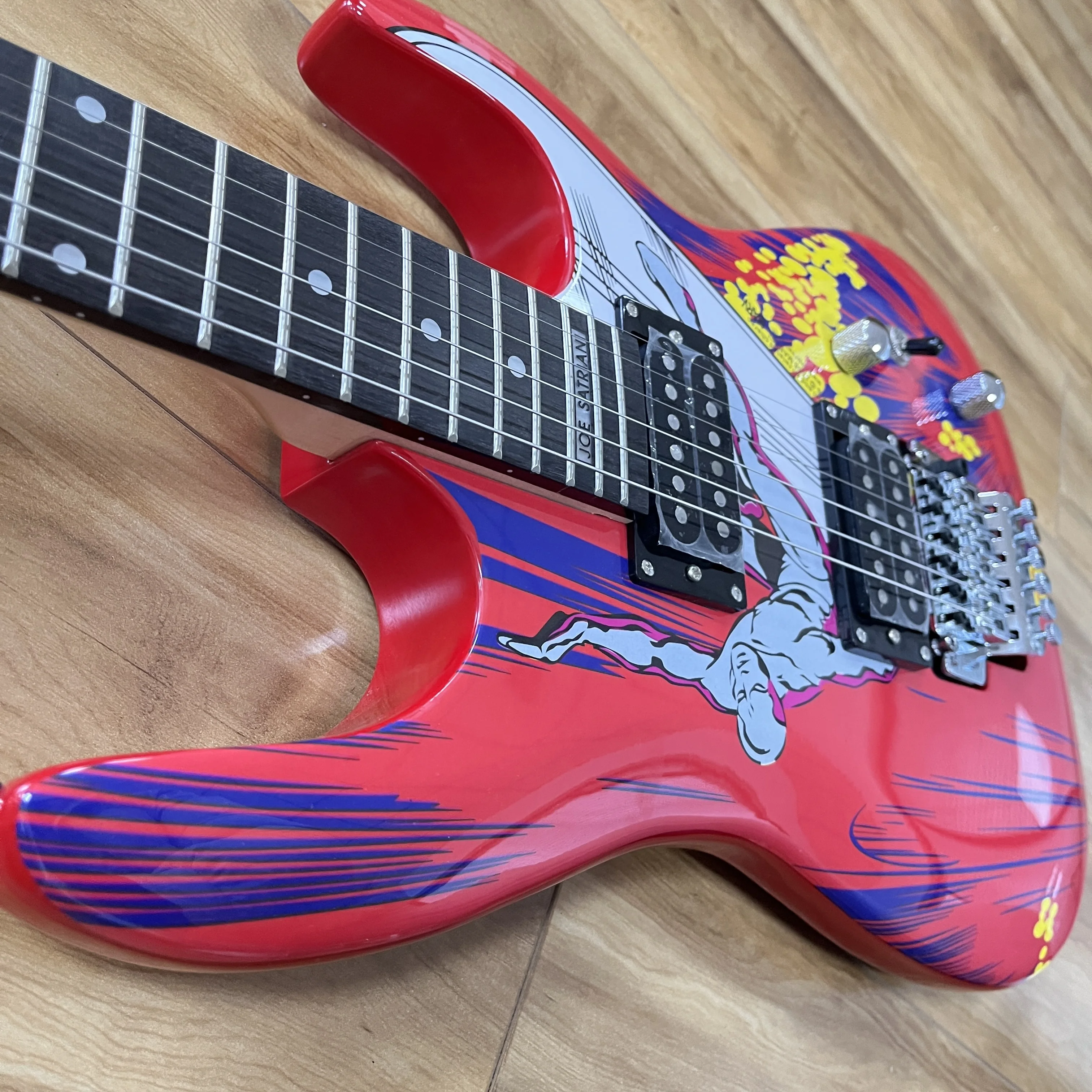 Red Surf Sticker Electric Guitar 6-String 22 Frets Floyd Vibrato System Maple Neck Fast Delivery Free Shipping Free Shipping