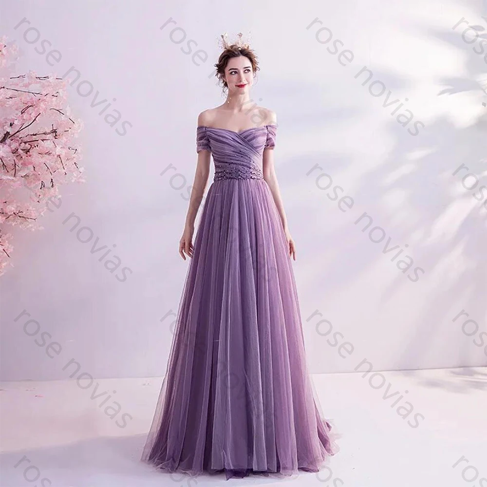 Robes De soirée De haute qualité en Tulle, longueur au sol, épaules dénudées, robe De bal, ligne a, avec des Appliques, personnalisées