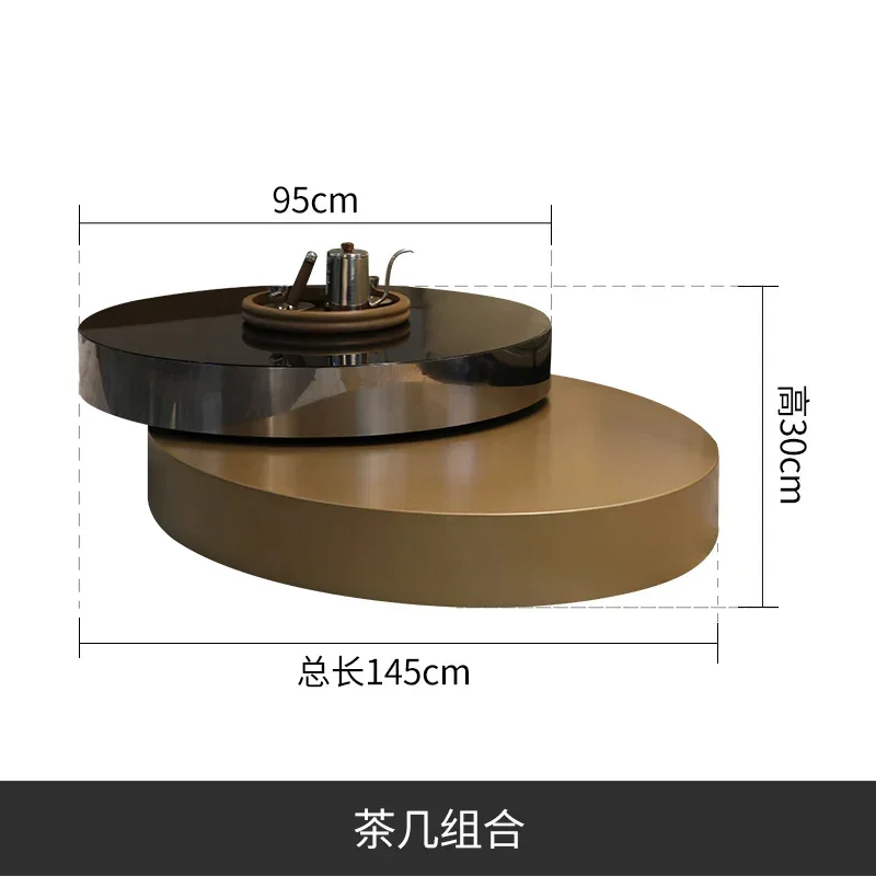 Round rotating coffee table high-end feeling living room home tempered glass tea table