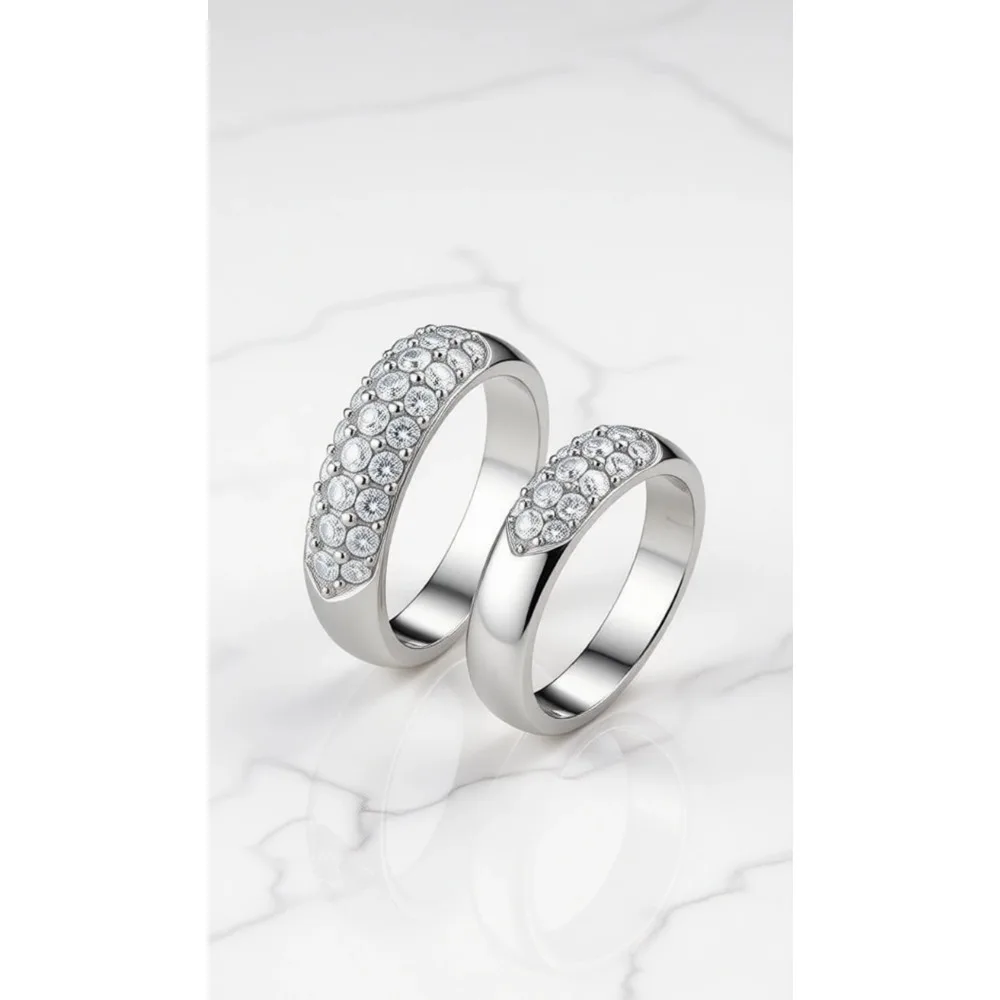 

Женское кольцо с тремя рядами камней паве 6 мм, покрытие из белого золота 18 карат, с внутренней вставкой из фианитов, комфортная посадка, на годовщину