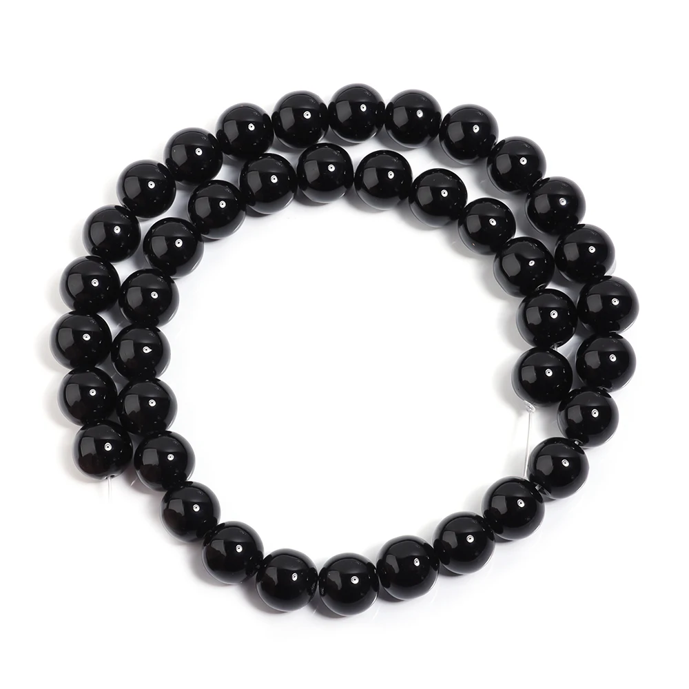 4 6 8 10 12 مللي متر الخرز الزجاجي الأسود السلس الجولة فضفاض خزر عازل لصنع المجوهرات أساور يدوية الصنع إكسسوارات عقد #6