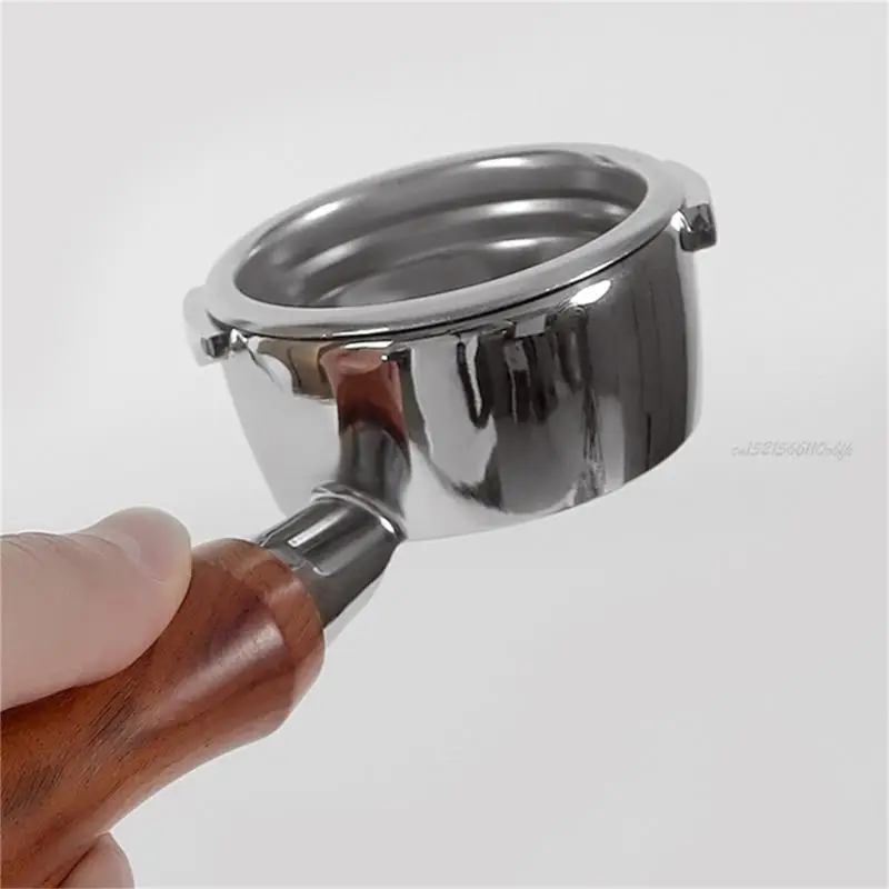 27rb 58 mm Coffee Portafilter sin fondo con cabezal aleación aluminio y cesta filtro Espresso Máquina Portafilter fácil