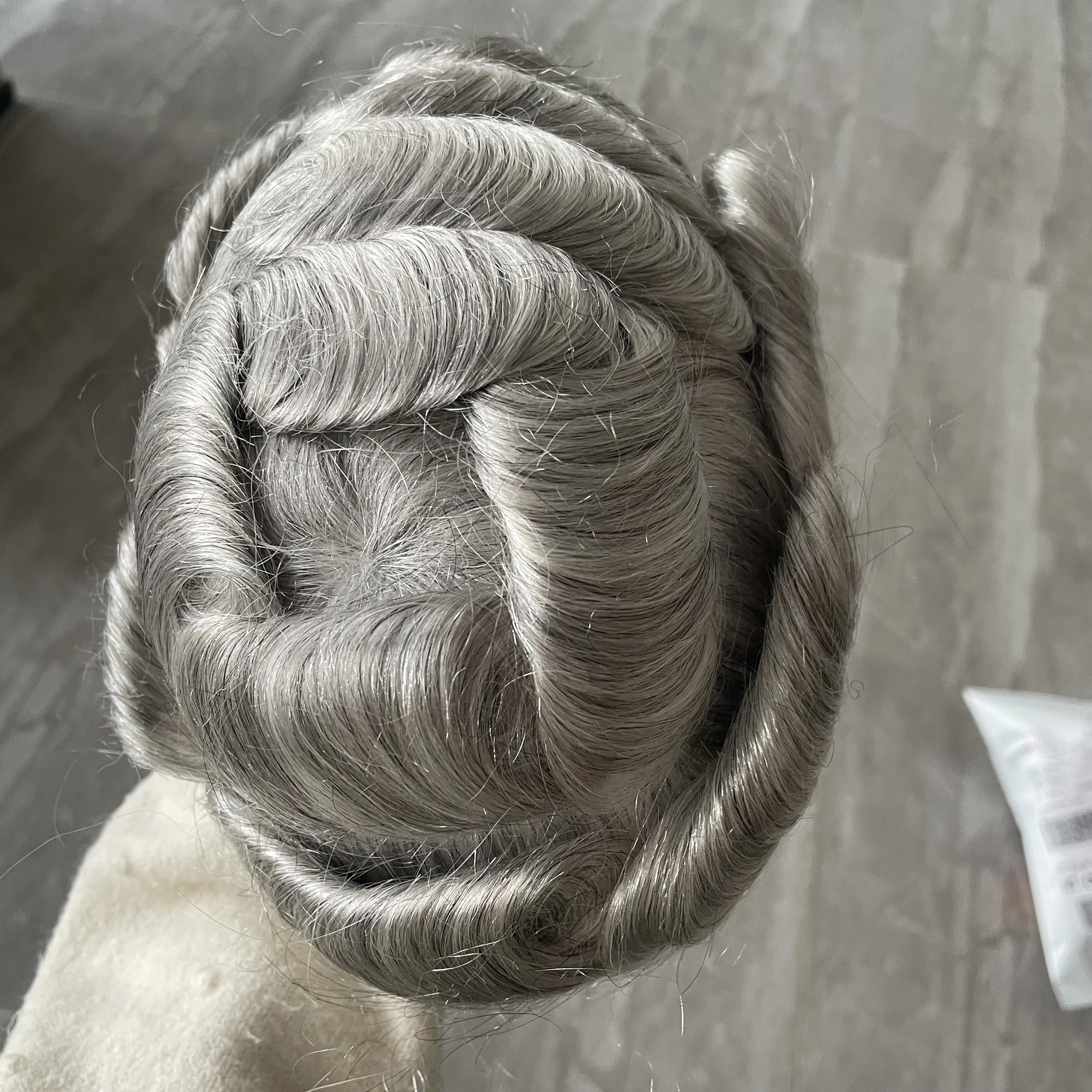 Old Men's 30mm Wave Human Hair 1B65 1B80 Super Durable Scallop PU Capillary Prosthesis Natural Hairline Undetectable Skin Toupee