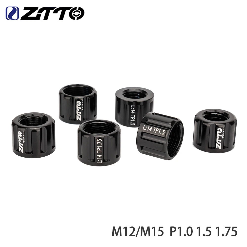 ZTTO MTB Road Bike Thru Axle Nut M12 M15 Thread Axle Nuts Bike Hub Tube Shaft Skewer Cap for P1.0 1.5 1.75mm