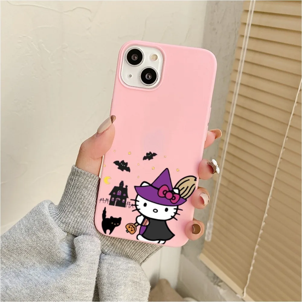 H-Hello K-Kitty Halloween Happy Phone Case For Iphone 11 13 14 Pro Max X Xr Xs Max Se2020 12mini Pink Cover Case image 3