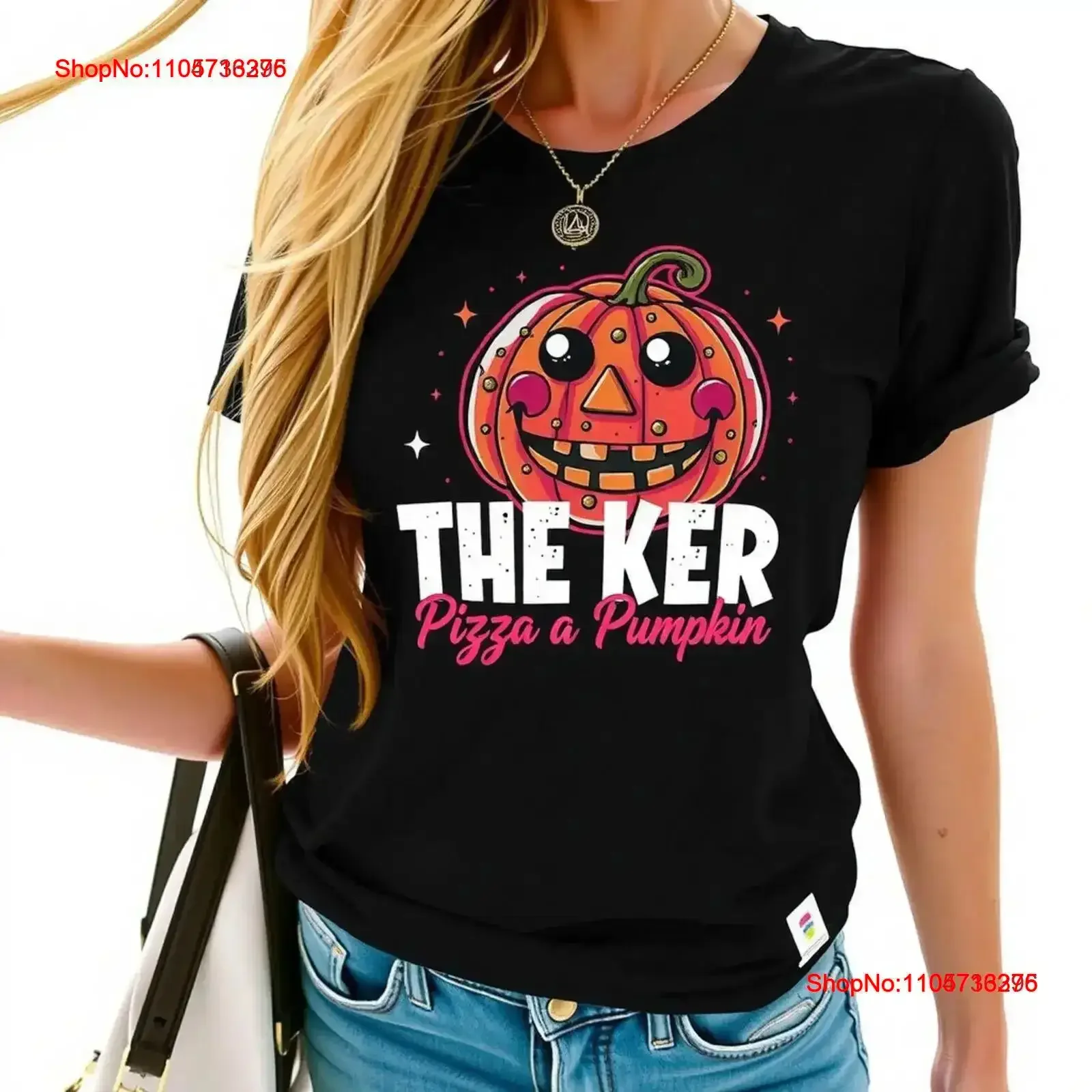 Playful Pumpkin T Shirt THE KER Pizza a Fun Hallowen vintage Washed Casual designer clothes Versatile homme Slightly vintage