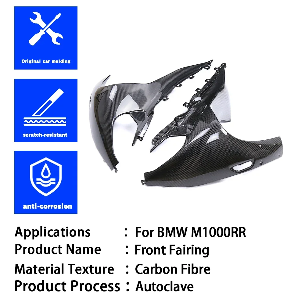 For BMW M1000RR 2023-2024 3K Pure Dry Carbon Fiber Front Fairing Headlight Cover Side Panels Motorcycle Accessories