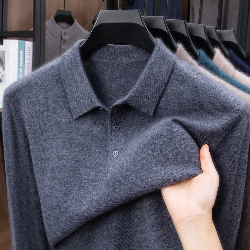 

Шерстяной кардиган с отложным воротником для мужчин, 100% шерсть, осень и зима 2025 года, новая модель