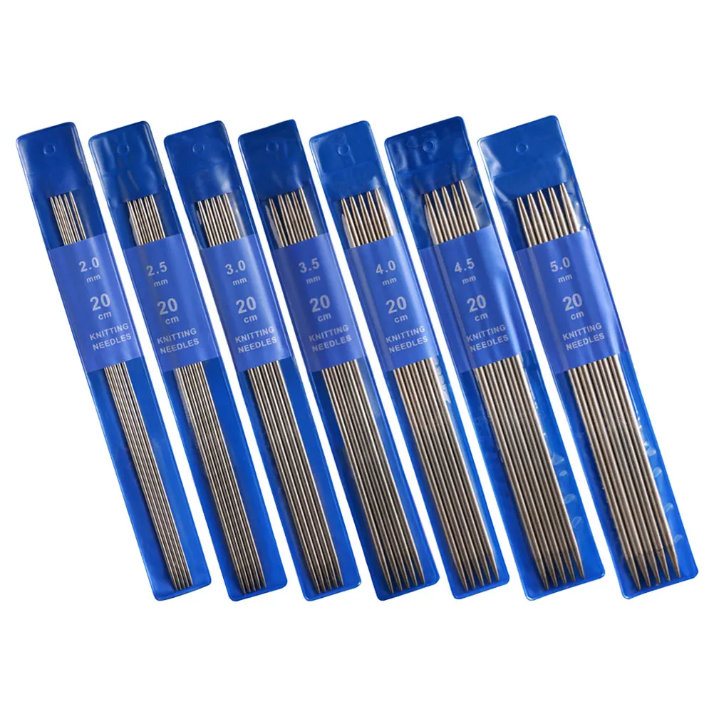 35 Pcs Knitting Needle Set 20cm Double Pointed Stainless Steel Needles Sweater Hat Scarf Dress Pet Clothes DIY Crochet Yarn