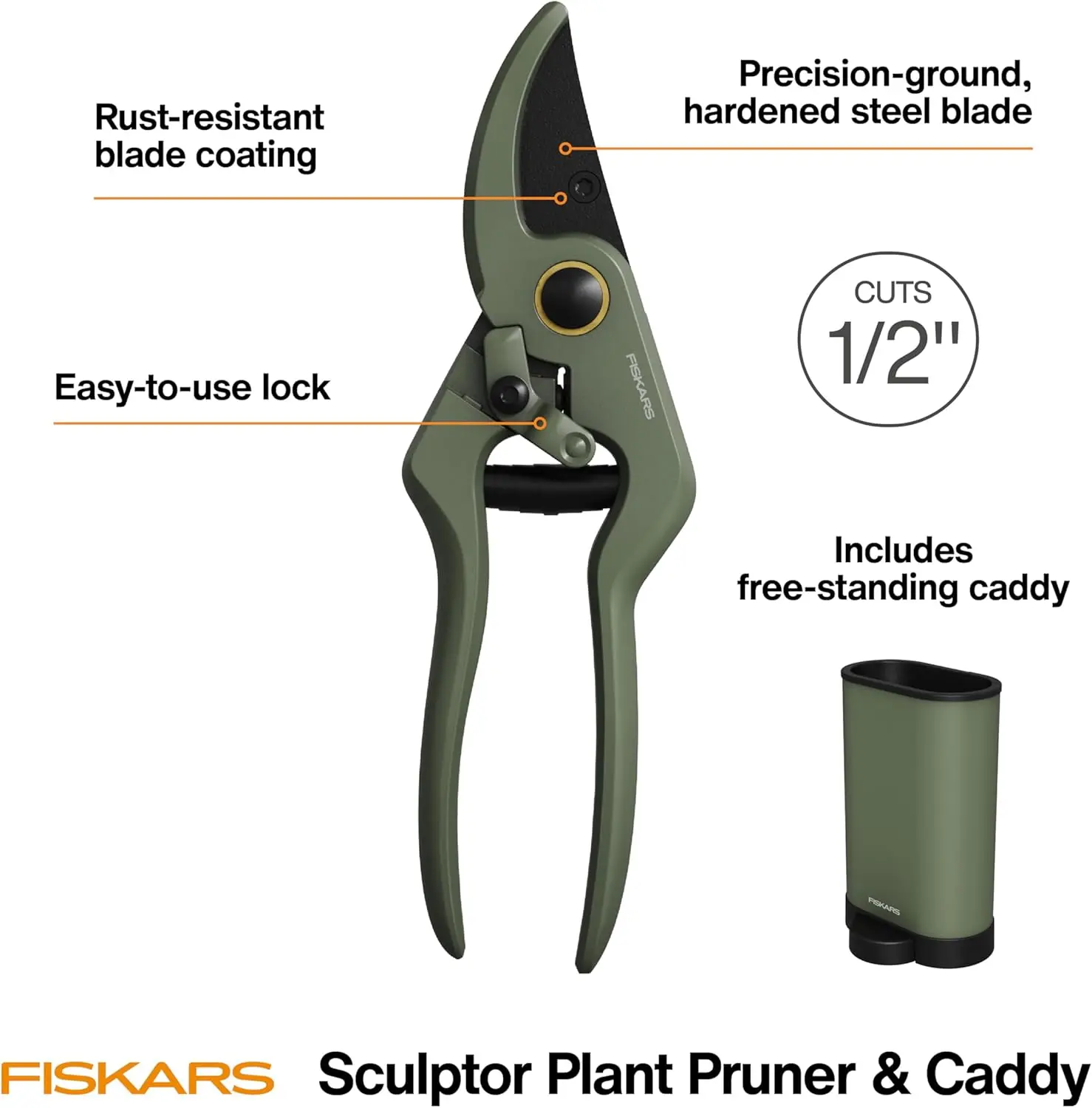 Podadora de plantas Fiskars Sculptor con diseño de derivación de precisión, mango ergonómico, revestimiento de hoja de baja fricción, cuidado de plantas de interior