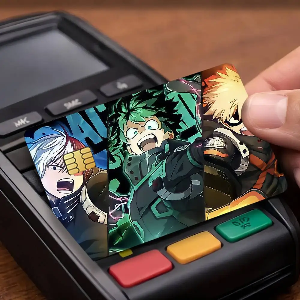 Anime My Hero Academia Credit Decorative Card Stickers Suitable For Bank Cards Metro Transit Anti-scratch Gift 4PCS