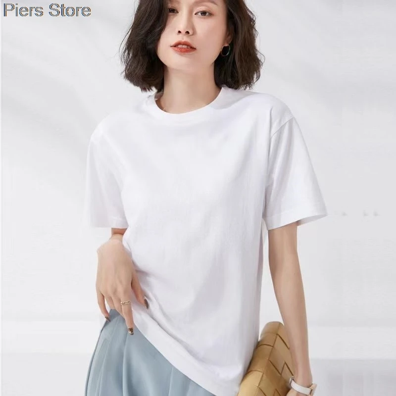 2024 New Oversized Summer T shirts for Women Men White Casual Female Korean Streetwear Tees Unisex Basic Solid Young Cool Tops