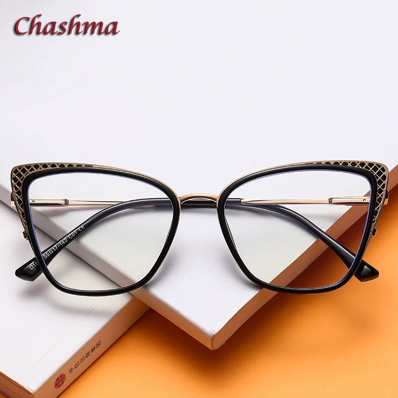 

Chashma Women TR90 Cat Eye Eyewear Frame Prescription Optical Lenses Fashion Trend Spectacles Anti Blue Ray Photo Gray Glasses