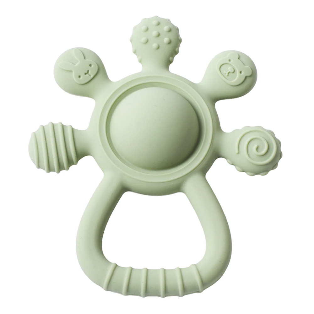 1PC Baby Silicone Teether Nursing Teething Toys 0 12 Months Toys BPA Free Silicone Ring Handle for Baby Soothing Tooth Chew Toys