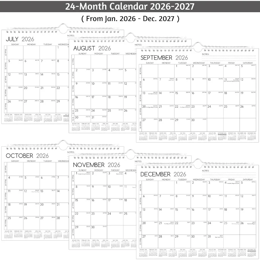 벽걸이 달력 20262027 2년 소형 달력 20262027 11 x 8.5 인치 2026년 1월 2027년 12월 2026년 달력 24개월 월간 달력 20
