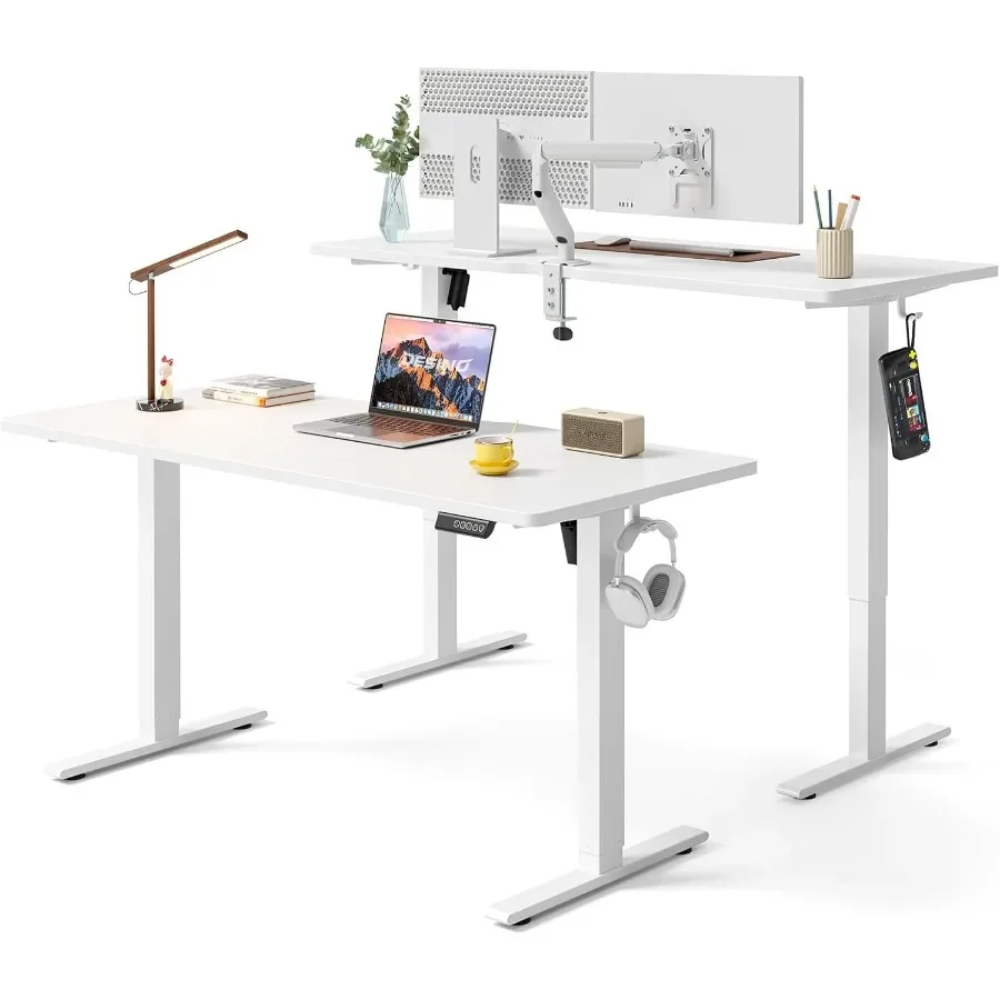 Standing Desk, 55 × 24 Inch Electric Height Adjustable, Sit and Stand Up, Computer Office Desk with Splice Board, Frame/ TOP