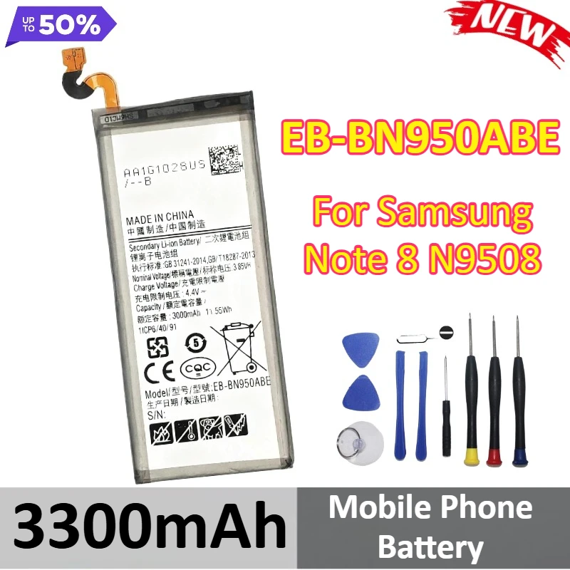 

New EB-BN950ABE 3300mAh Mobile Phone Battery for Samsung Note 8 N9508 Lithium Battery +Tools