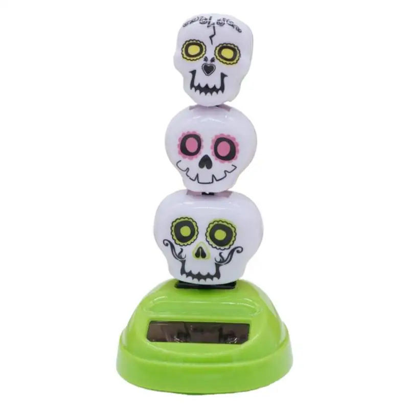 

Solar Toys Swinging 3 Skull Head Car Figurines Car Interior Accessories Waterproof Outdoor Decor For Garden Patio Courtyard