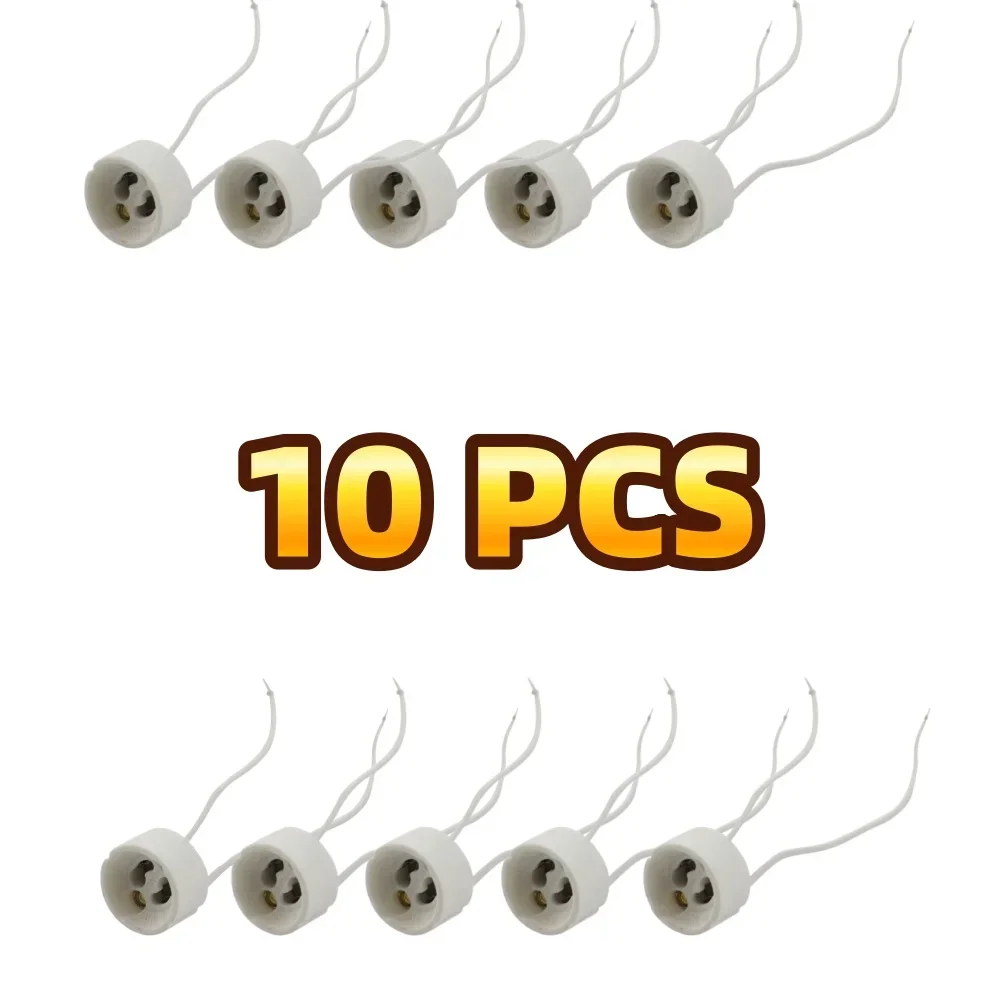 JOYINLED 10/50 Packs GU10 MR16 Lamp Socket, High Temperature Resistant Socket with Wires for LED Halogen Bulbs